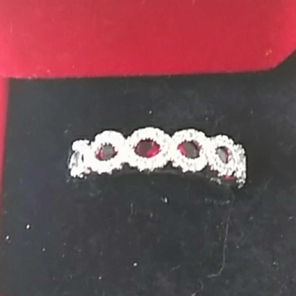 Sterling Silver and Garnet Band